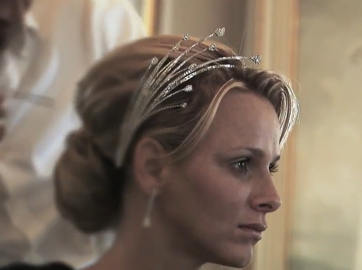 Princess Charlene wearing the "Écume de diamants" tiara (Bäumer)