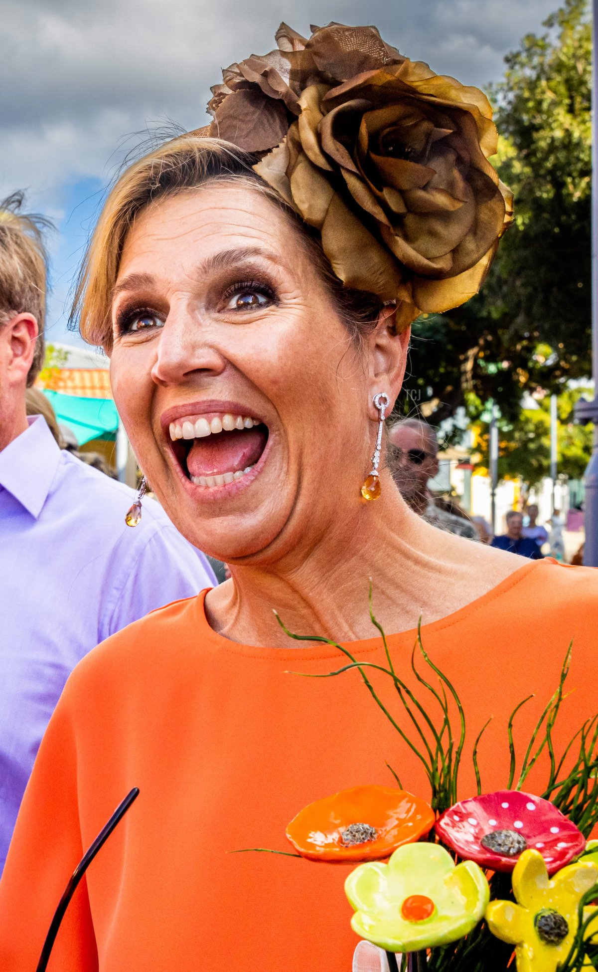 Queen Maxima of the Netherlands visits the neighborhood of San Nicolas on day three of the Dutch royal family's tour of the Dutch Caribbean Islands on January 30, 2023 in Aruba (Patrick van Katwijk/Getty Images)