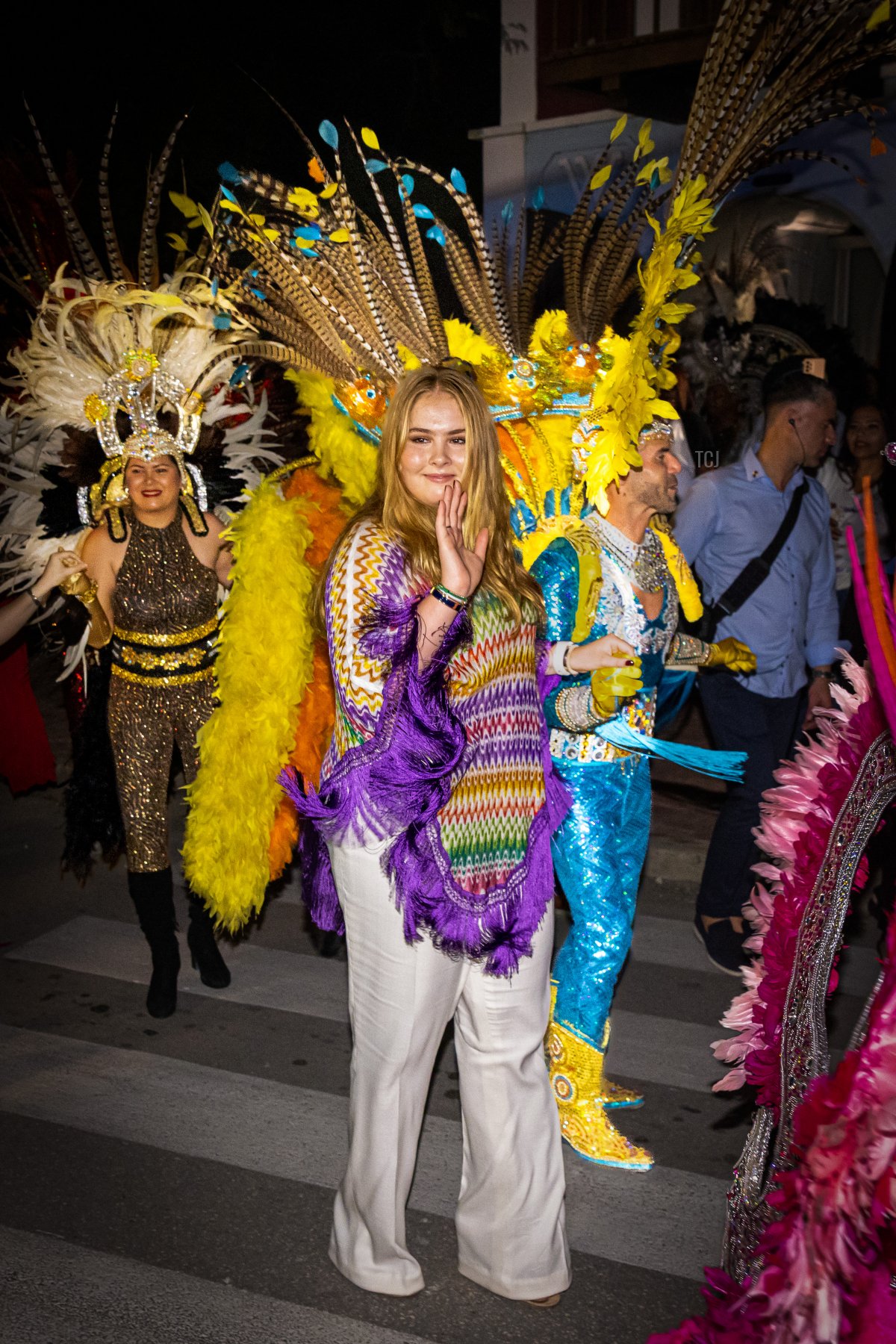 Princess Amalia of the Netherlands attends carnival and cultural activities on day four of the Dutch royal family's tour of the Dutch Caribbean Islands on January 31, 2023 in Aruba (Patrick van Katwijk/Getty Images)