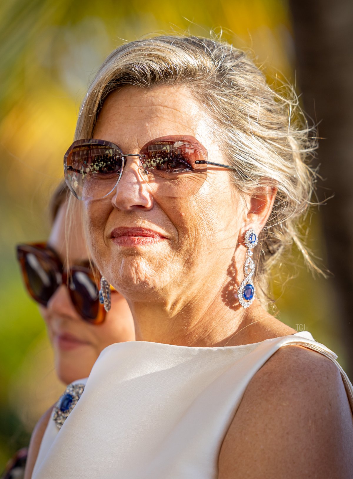 Queen Maxima of the Netherlands visits the historical center of Philipsburg and the Boardwalk during the Dutch royal family's tour of the Dutch Caribbean Islands on February 6, 2023 in Sint Maarten (Patrick van Katwijk/Getty Images)