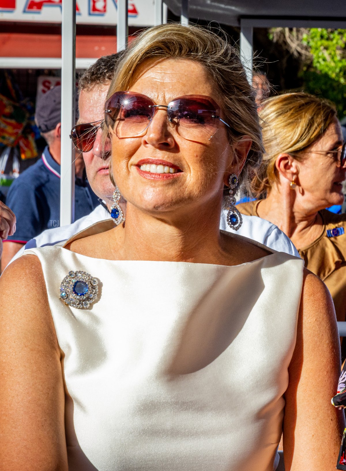 Queen Maxima of the Netherlands visits the historical center of Philipsburg and the Boardwalk during the Dutch royal family's tour of the Dutch Caribbean Islands on February 6, 2023 in Sint Maarten (Patrick van Katwijk/Getty Images)