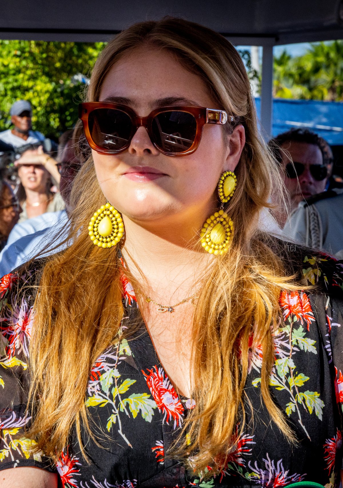 Princess Amalia of the Netherlands visits the historical center of Philipsburg and the Boardwalk during the Dutch royal family's tour of the Dutch Caribbean Islands on February 6, 2023 in Sint Maarten (Patrick van Katwijk/Getty Images)