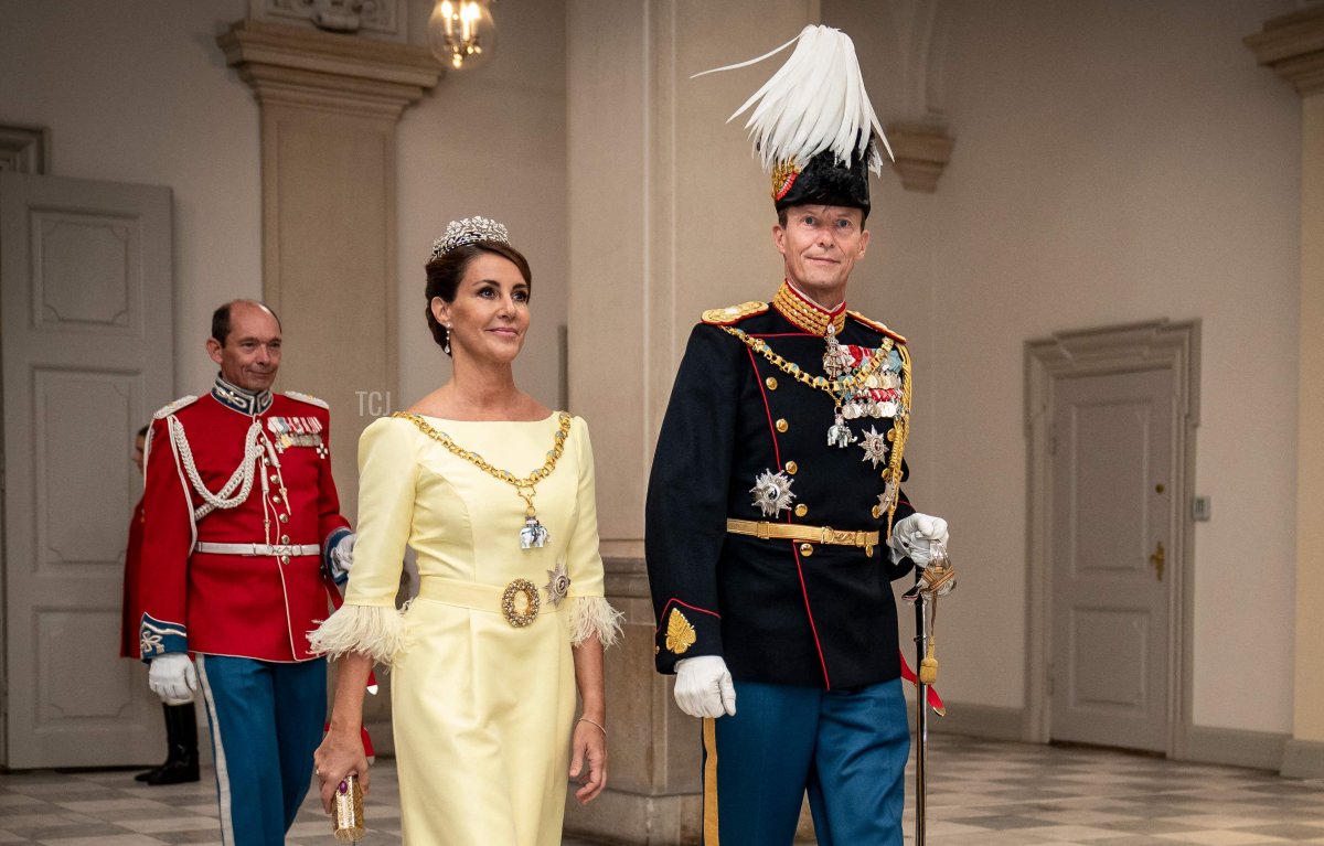 Prince Joachim and Princess Marie of Denmark arrive at the gala banquet at Christiansborg Palace on September 11, 2022, during the celebrations to mark the 50th anniversary of the Queen of Denmark's accession to the throne (MADS CLAUS RASMUSSEN/Ritzau Scanpix/AFP via Getty Images)