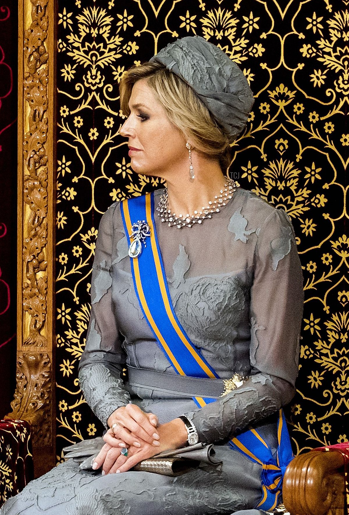 Queen Maxima listens as King Willem-Alexander of the Netherlands delivers his speech from the throne in the Ridderzaal on Prinsjesdag in The Hague on September 19, 2017 (KOEN VAN WEEL/AFP via Getty Images)