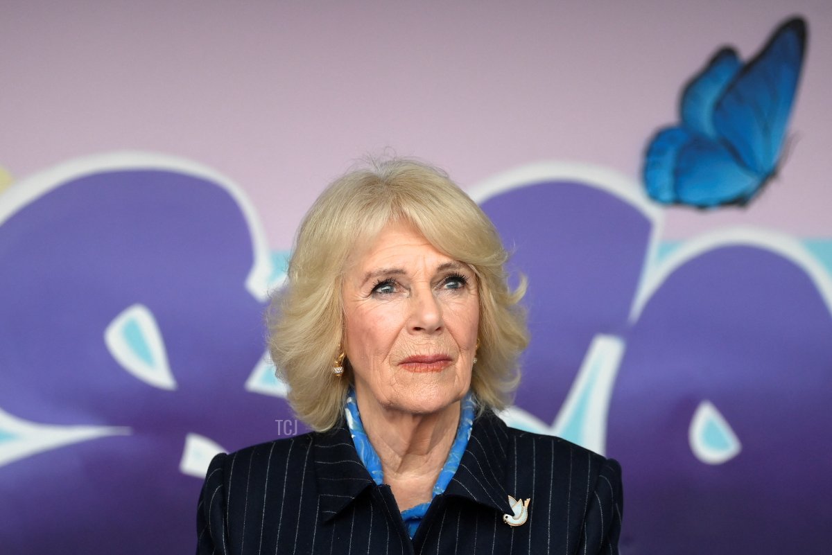 Britain's Queen Camilla gives a speech as she visits the S.T.O.R.M Family Centre on February 9, 2023, in London, England (Toby Melville - WPA Pool/Getty Images)