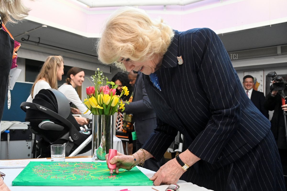 Britain's Queen Camilla visits the S.T.O.R.M Family Centre, in London, on February 9, 2023 (Toby Melville - WPA Pool/Getty Images)