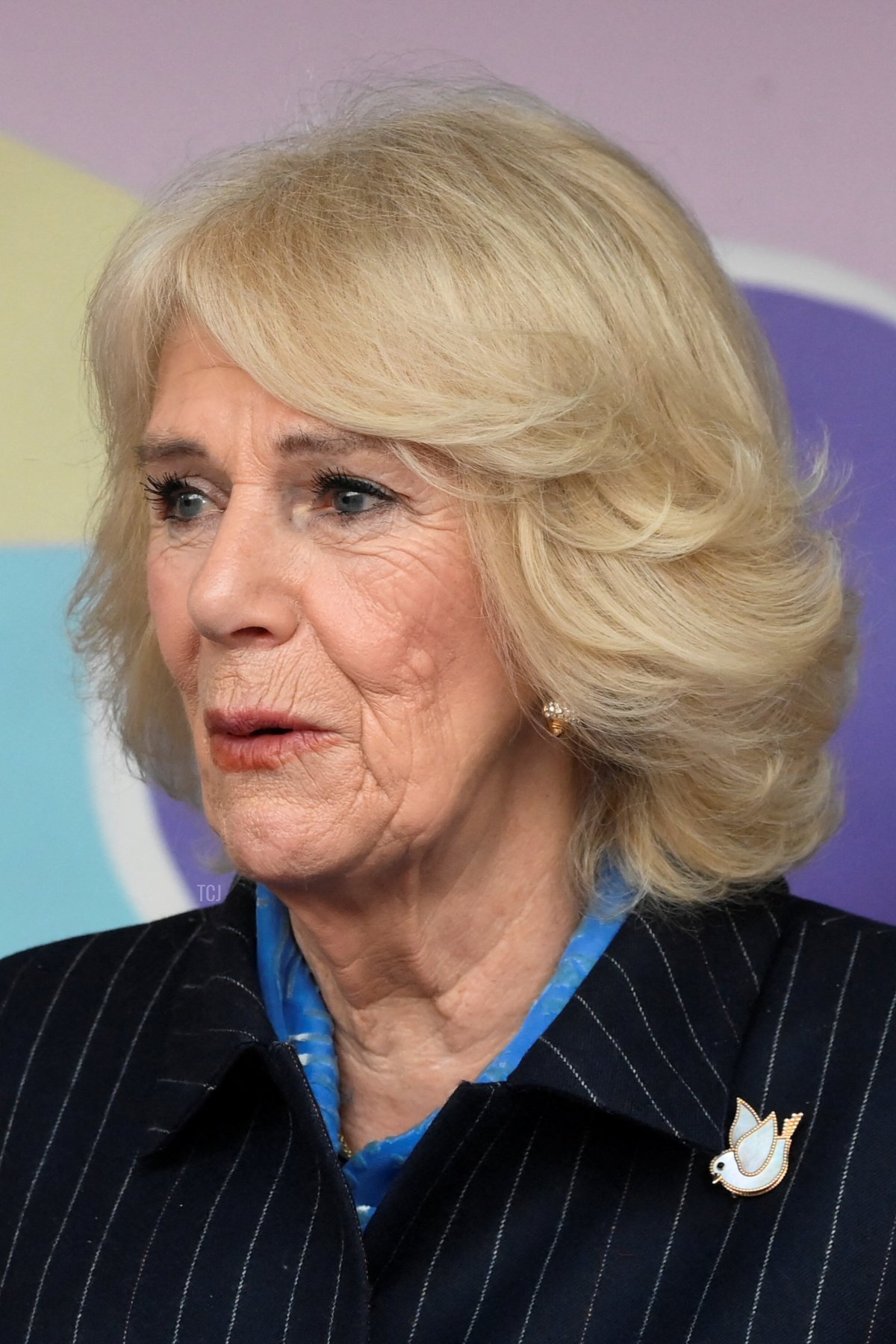 Britain's Queen Camilla gives a speech as she visits the S.T.O.R.M Family Centre on February 9, 2023, in London, England (Toby Melville - WPA Pool/Getty Images)