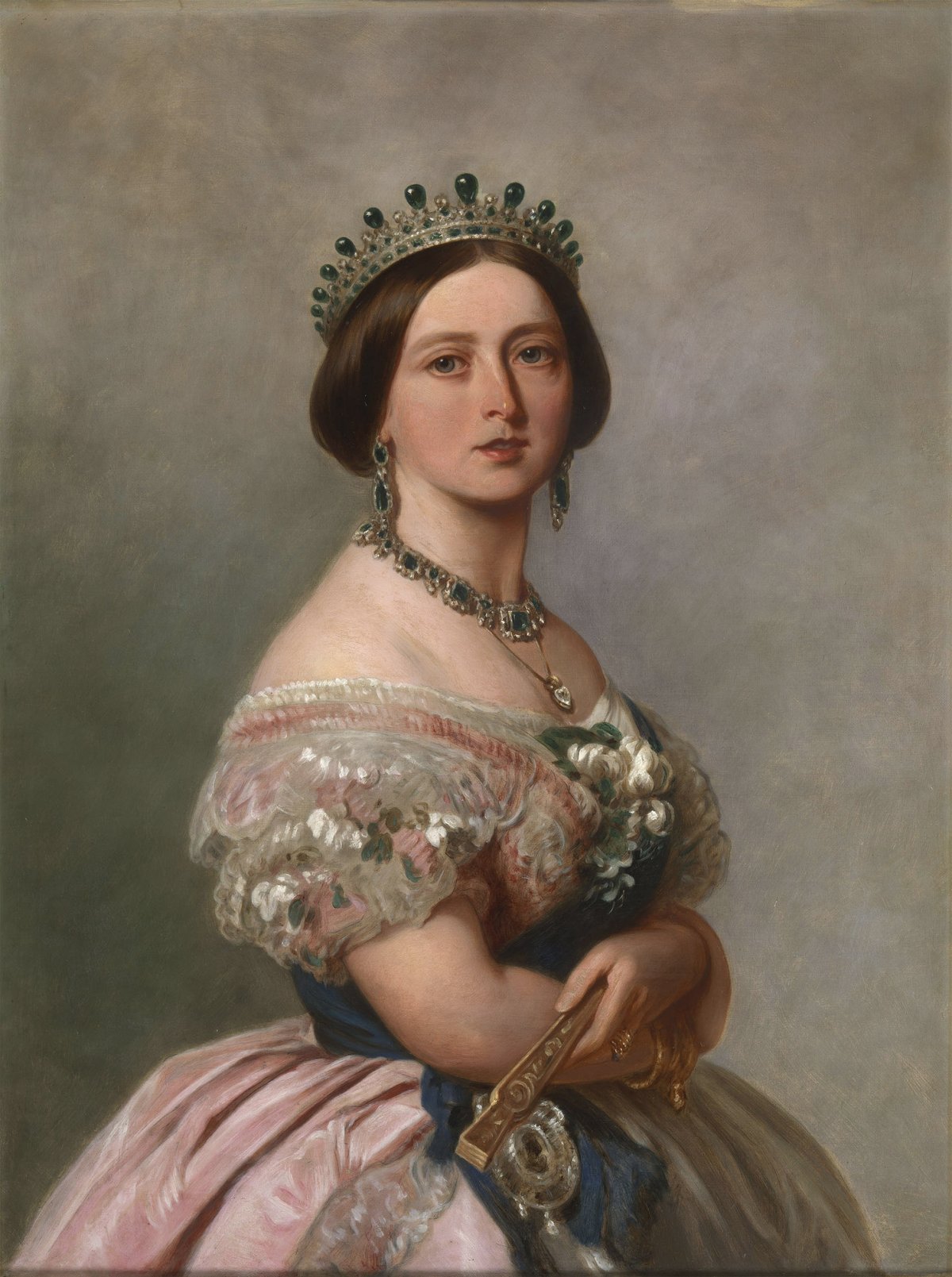 George Koberwein's copy of Winterhalter's portrait of Queen Victoria in 1852, which had been painted as a present for Baron Stockmar (Royal Collection)