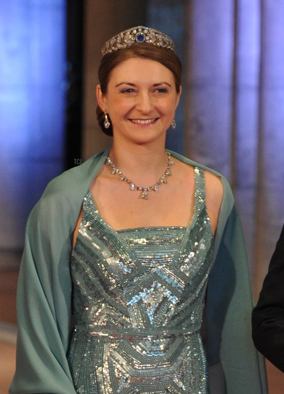 Hereditary Grand Duchess Stephanie of Luxembourg arrives at the Rijksmuseum in Amsterdam on April 29, 2013, to attend a dinner hosted by Queen Beatrix of the Netherlands on the eve of her abdication (CARL COURT/AFP via Getty Images)