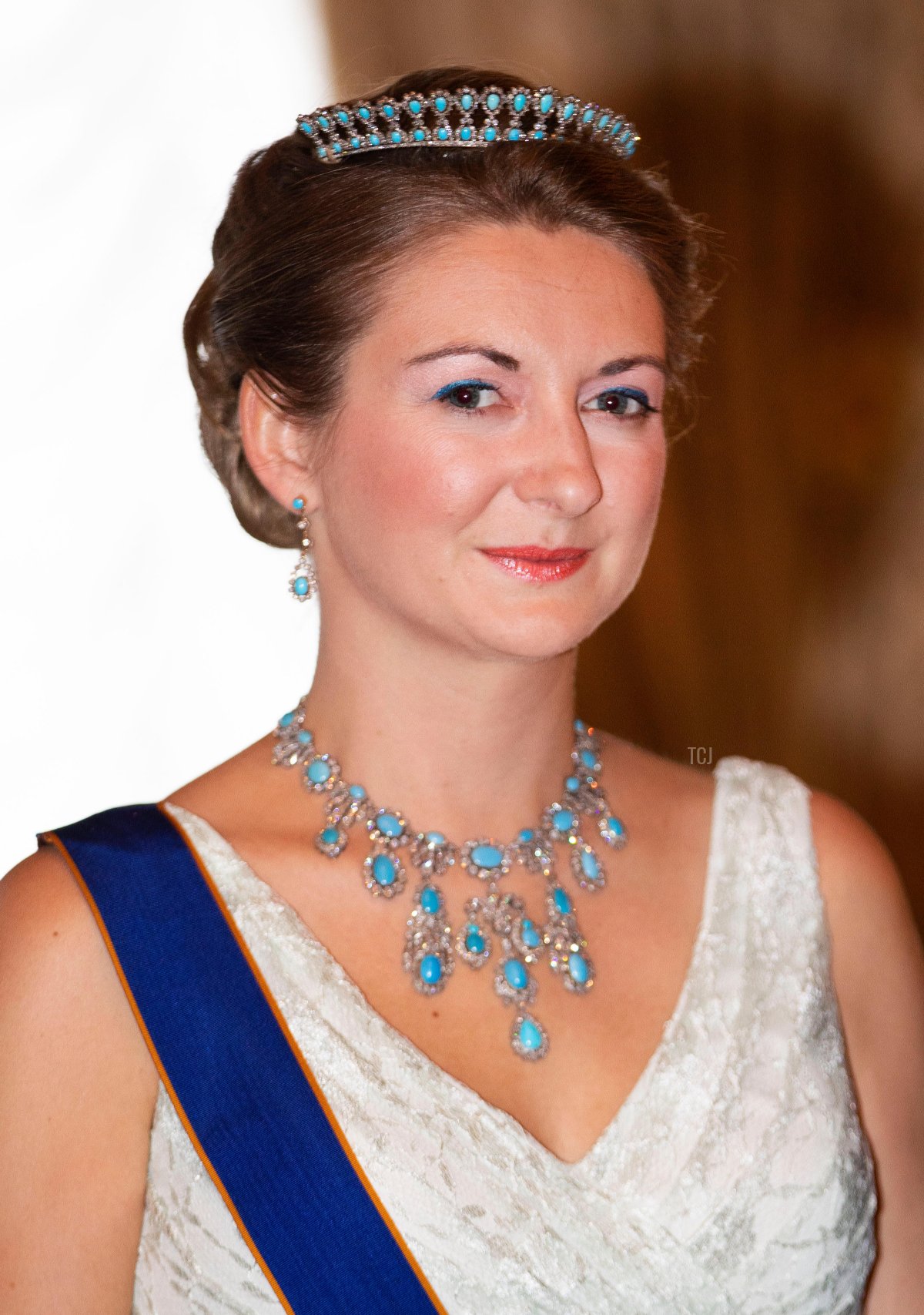 Hereditary Grand Duchess Stephanie of Luxembourg at the Palais Grand-Ducal in Luxembourg, on June 23, 2018, posing for the press on the occasion of the National Day gala (Albert Nieboer/Royal Press Europe/DPA Picture Alliance/Alamy)