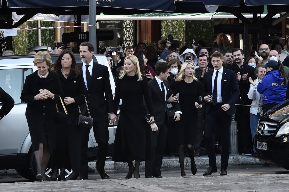 Members of the former Greek royal family attend the 40-day Memorial Service for King Constantine II at the Metropolitan Cathedral on February 18, 2023 in Athens, Greece (Milos Bicanski/Getty Images)