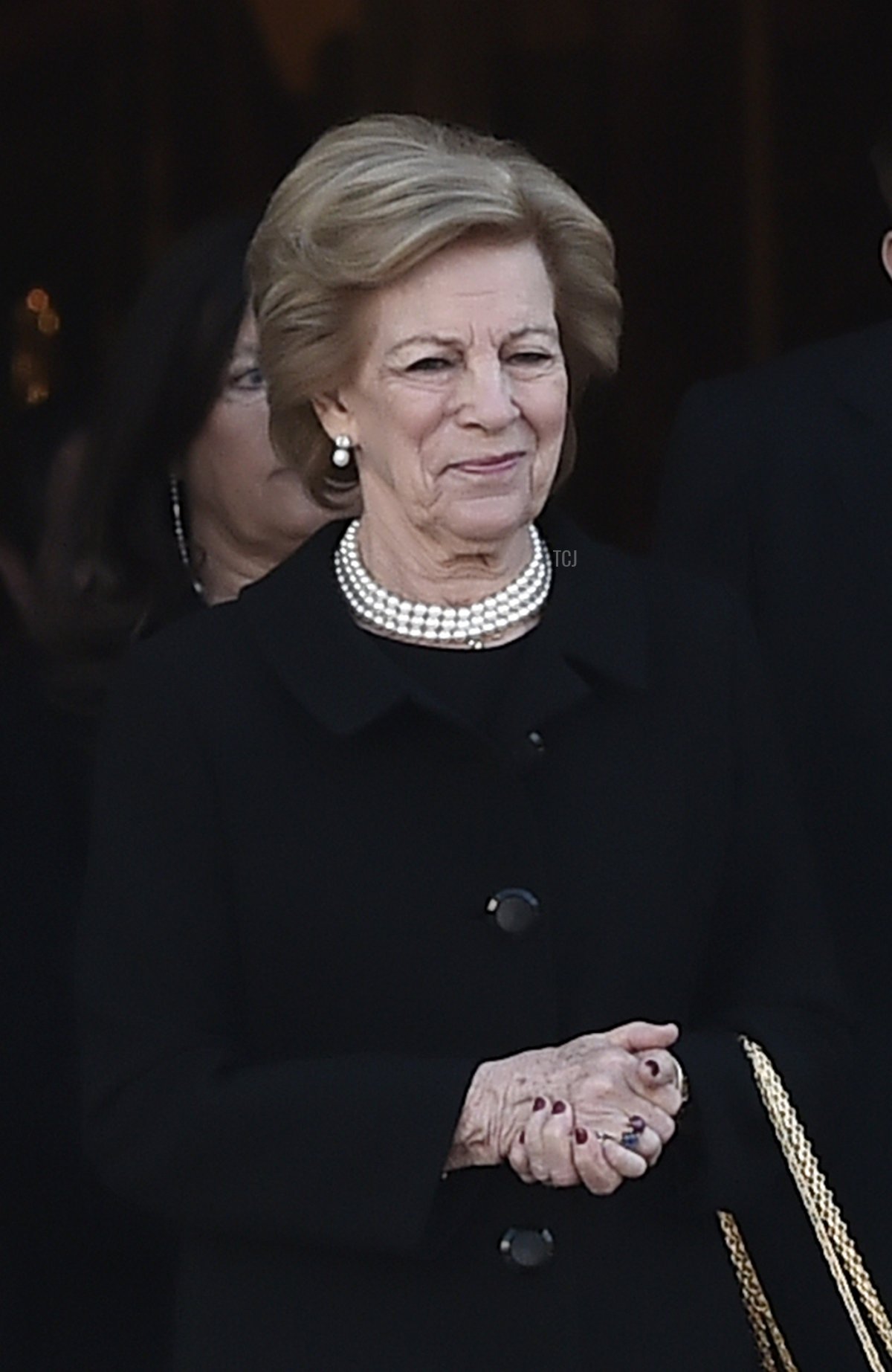 Queen Anne-Marie attends the 40-day Memorial Service for King Constantine II at the Metropolitan Cathedral on February 18, 2023 in Athens, Greece (Milos Bicanski/Getty Images)
