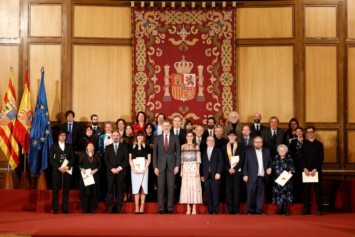 King Felipe VI and Queen Letizia of Spain attend the National Culture Awards on February 20, 2023 in Zaragoza, Spain (Casa de S.M. el Rey)