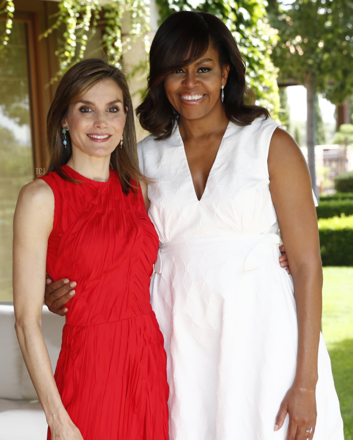 Queen Letizia of Spain and Michelle Obama are seen at Zarzuela Palace on June 30, 2016 in Madrid, Spain (Casa de Su Majestad el Rey via Getty Images)
