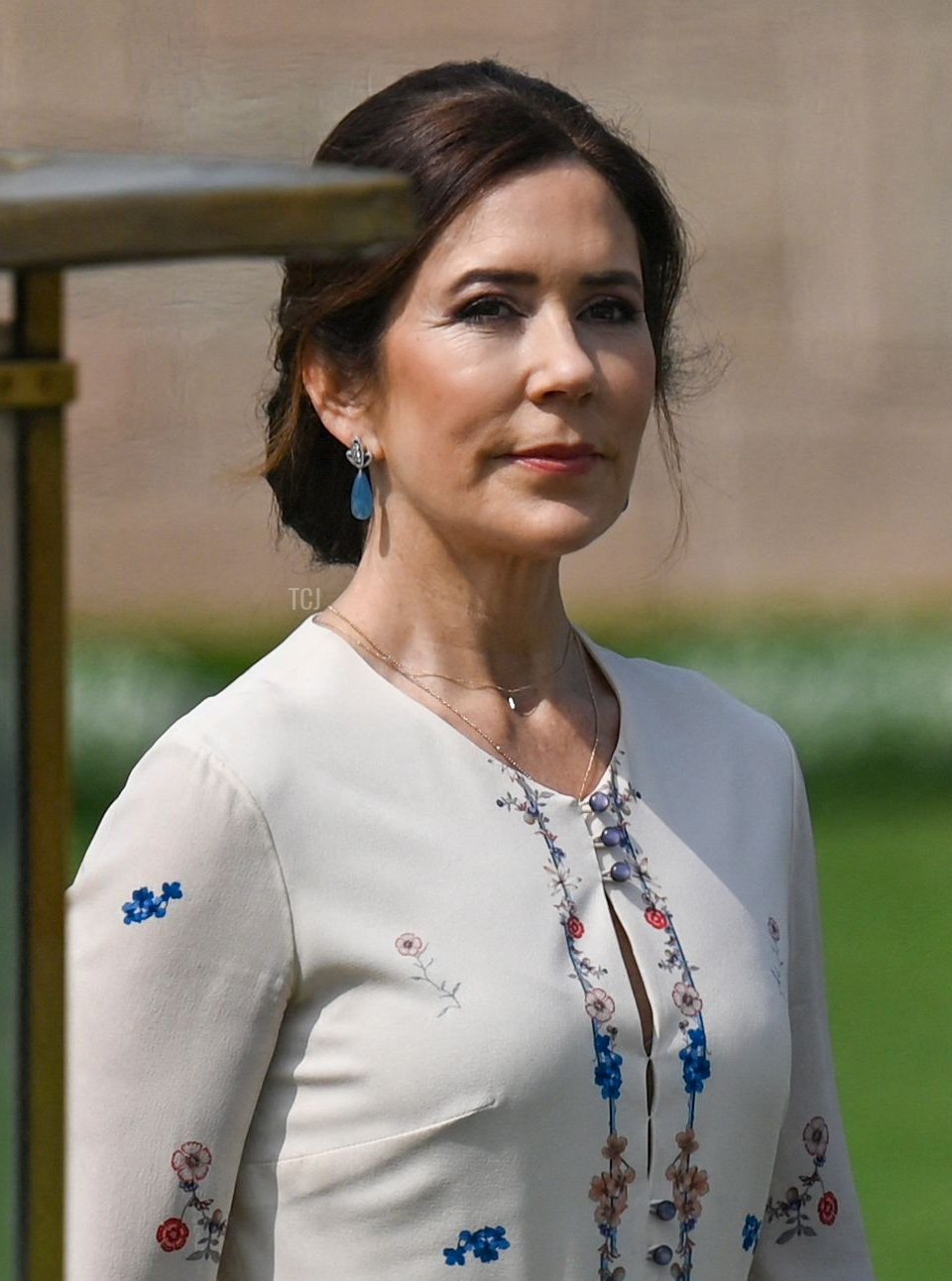 Crown Princess Mary of Denmark is pictured after placing a wreath at the Mahatma Gandhi memorial at Rajghat in New Delhi on February 27, 2023 (MONEY SHARMA/AFP via Getty Images)