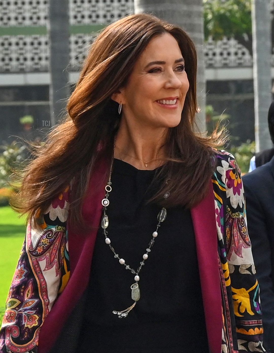 Denmark's Crown Princess Mary arrives at the All India Institute of Medical Sciences (AIIMS) in New Delhi on February 28, 2023 (ARUN SANKAR/AFP via Getty Images)