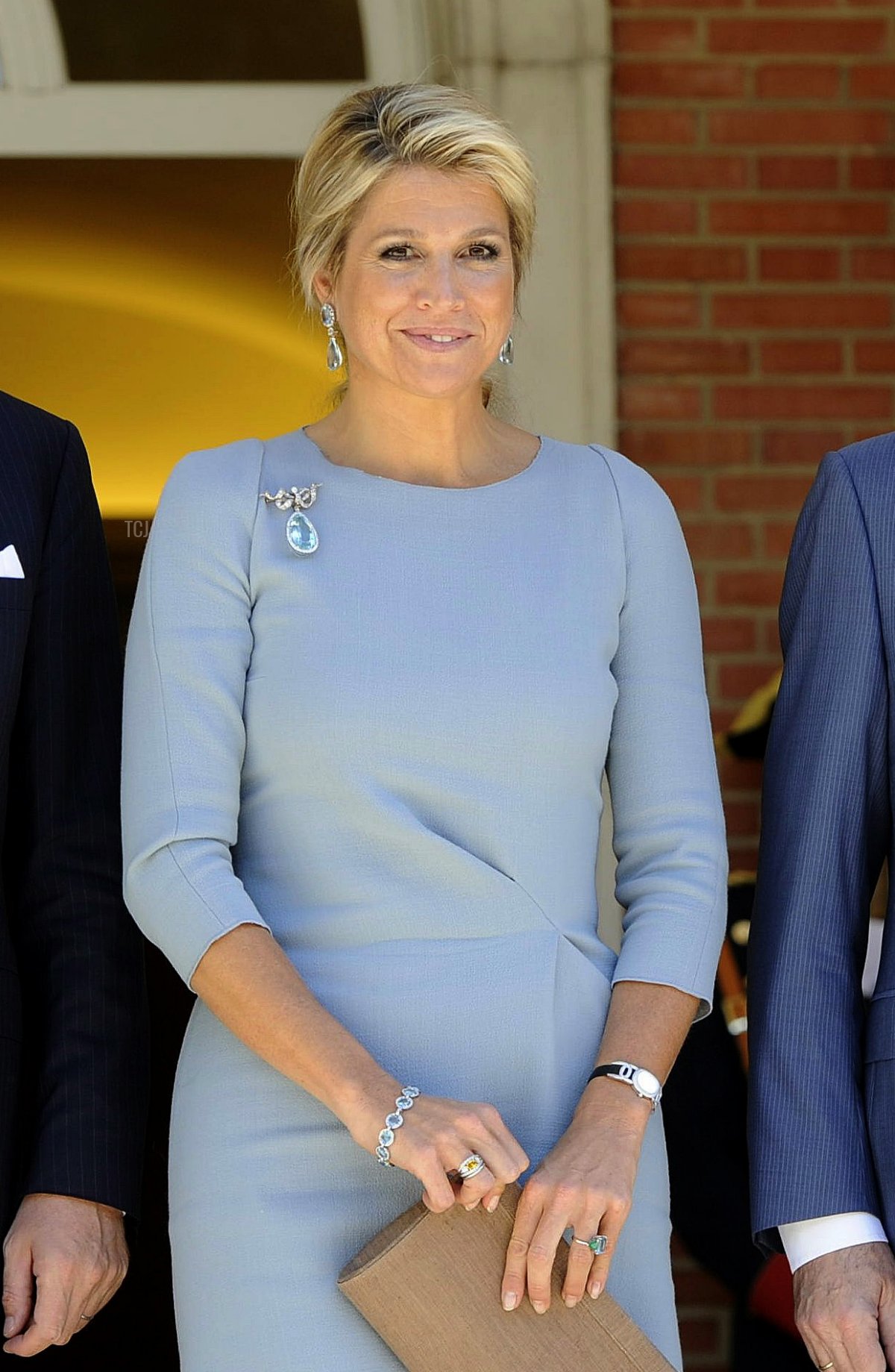Queen Maxima of the Netherlands poses ahead of a meeting at the Moncloa Palace in Madrid on September 19, 2013 (CURTO DE LA TORRE/AFP via Getty Images)