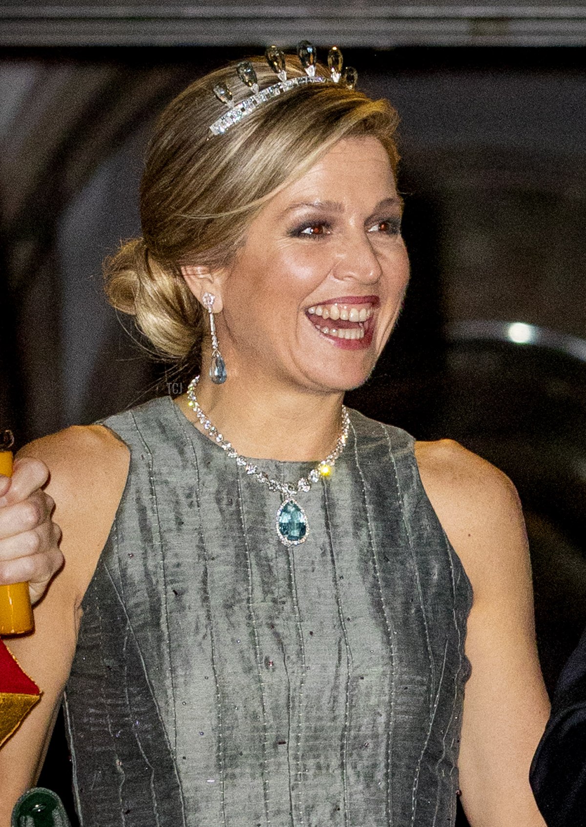 Queen Maxima of the Netherlands leaves the Royal Palace after the gala dinner for the Diplomatic Corps on April 24, 2018 in Amsterdam, Netherlands (Patrick van Katwijk/Getty Images)