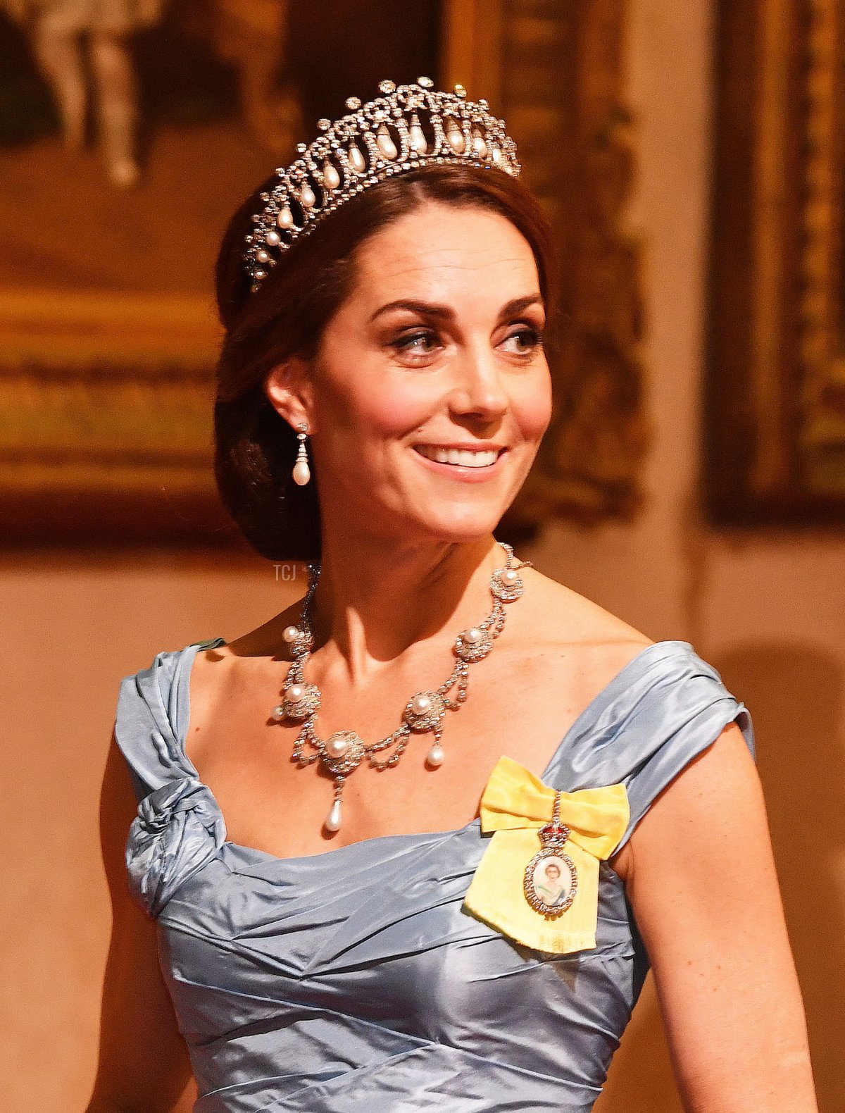 The Duchess of Cambridge arrives for a state banquet at Buckingham Palace on October 23, 2018 in London, United Kingdom (John Stillwell - WPA Pool/Getty Images)
