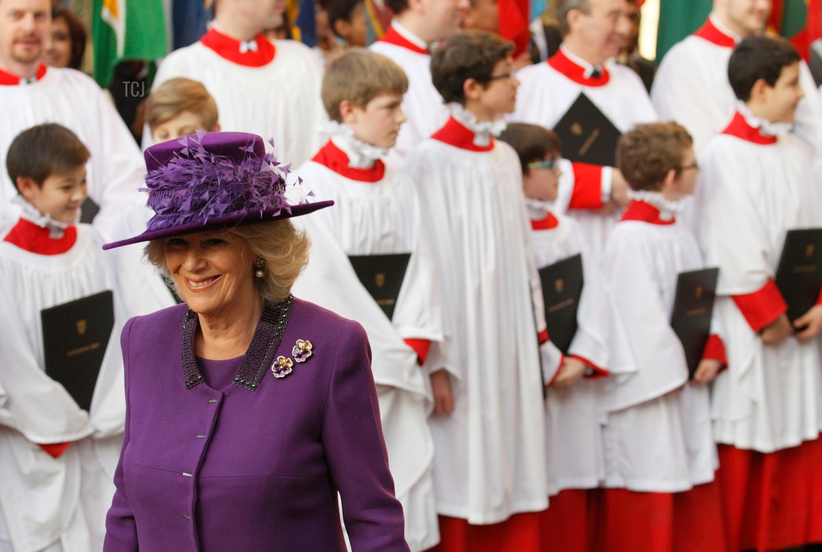 The Duchess of Cornwall leaves after the Commonwealth Day Observance service at Westminster Abbey in London on March 12, 2012 (JUSTIN TALLIS/AFP via Getty Images)
