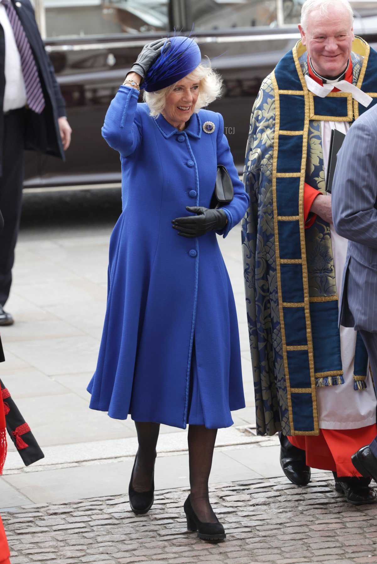 Queen Camilla arrives for the Commonwealth Day service at Westminster Abbey in London on March 13, 2023 (Chris Jackson/Getty Images)