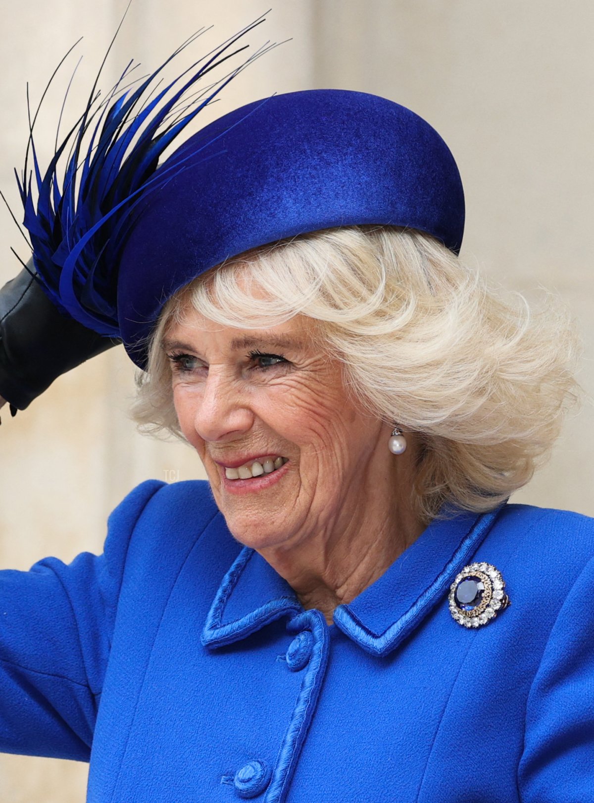 Queen Camilla arrives for the Commonwealth Day service at Westminster Abbey in London on March 13, 2023 (ADRIAN DENNIS/AFP via Getty Images)