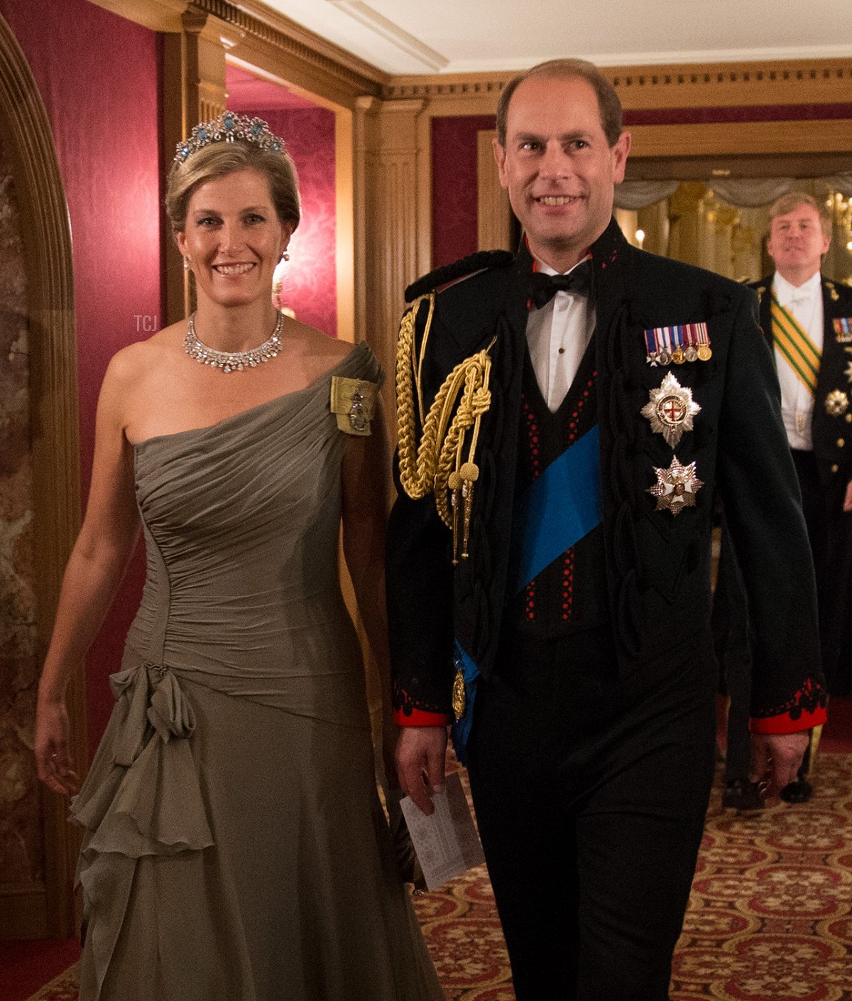 The Earl and Countess of Wessex attend a gala dinner on the night before the wedding of Hereditary Grand Duke Guillaume of Luxembourg and Countess Stephanie de Lannoy at the Grand-Ducal Palace in Luxembourg on October 19, 2012 (Guy Wolff/Grand-Ducal Court of Luxembourg via Getty Images)