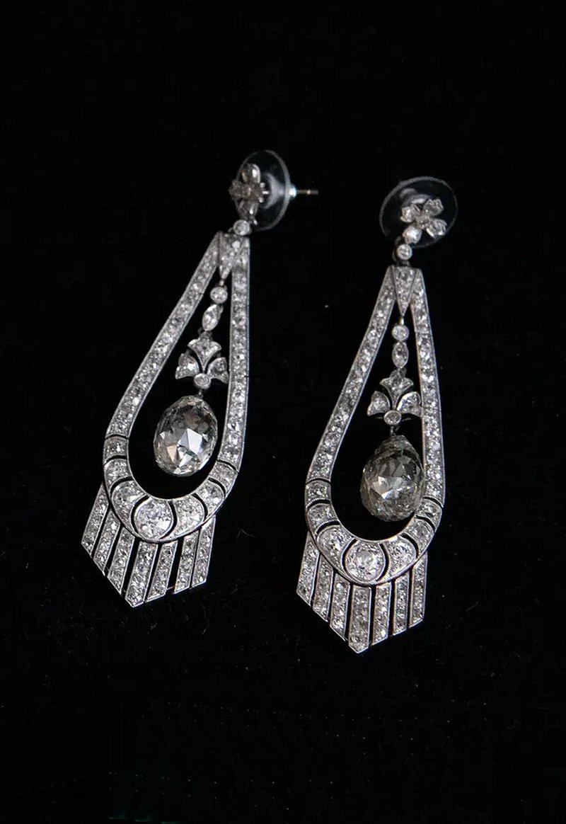 Diamond Art Deco Earrings from the collection of Queen Soraya of Afghanistan (Fred Leighton)