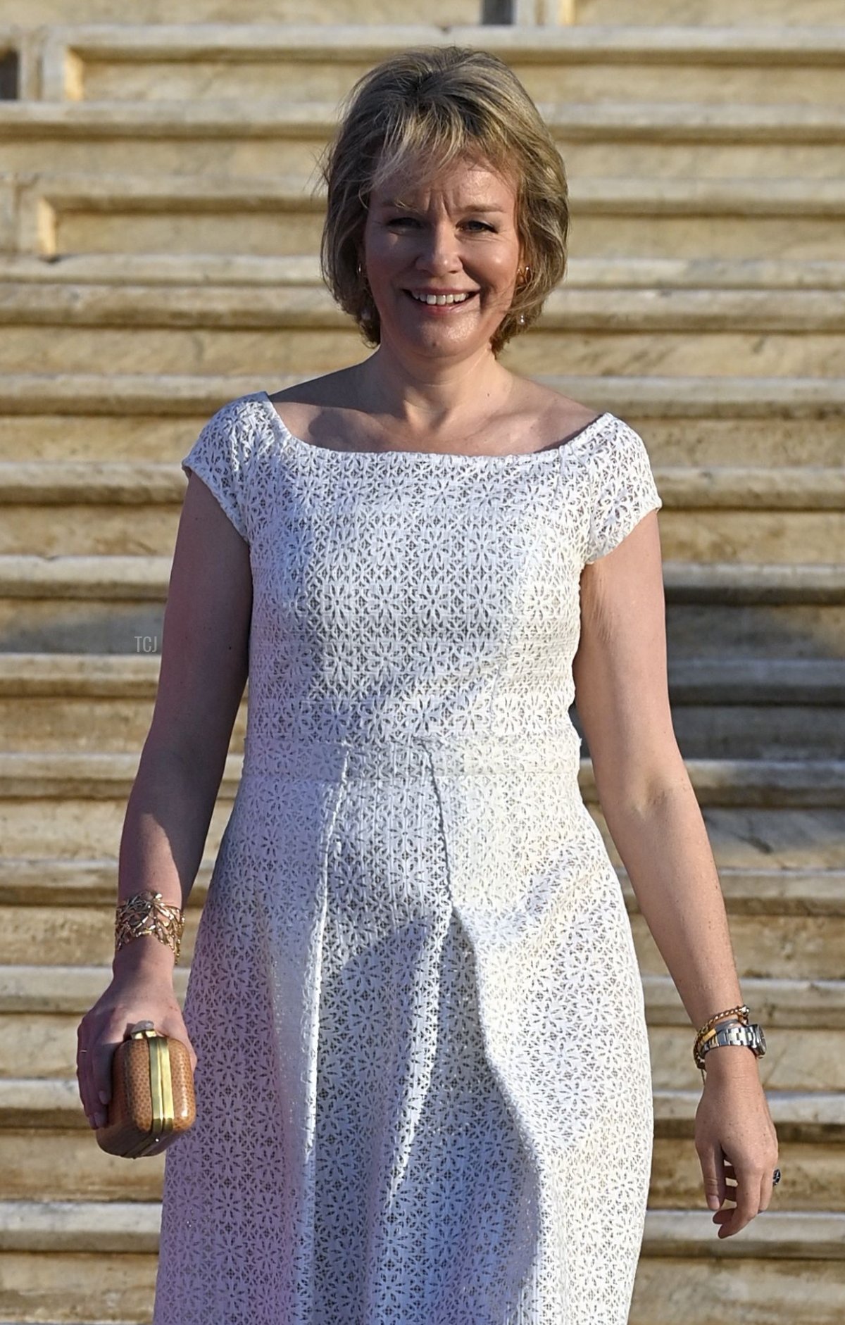 The Queen of the Belgians is pictured at a royal visit to the exhibition 'Queen Elisabeth' at the Baron Empain Palace in Cairo, Egypt, March 14, 2023 (ERIC LALMAND/BELGA MAG/AFP via Getty Images)