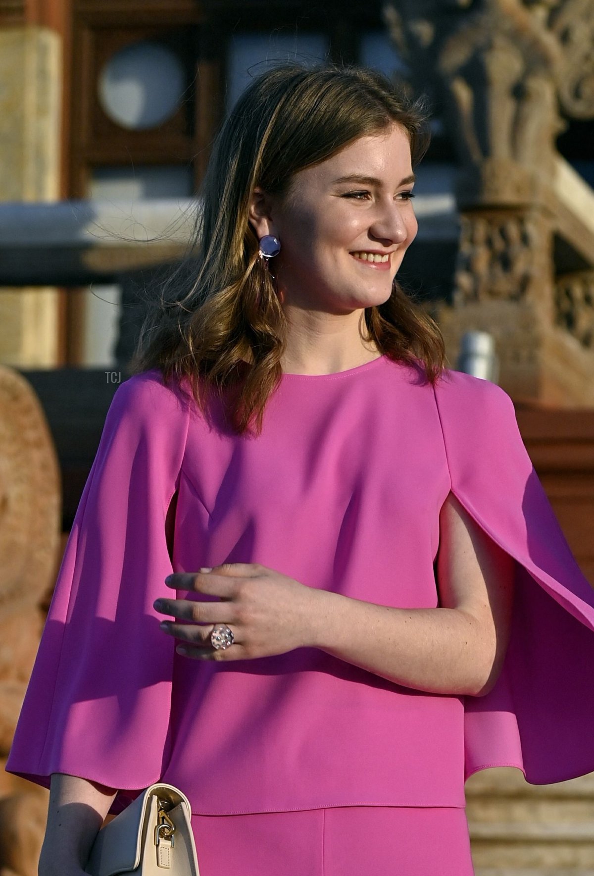 The Duchess of Brabant are pictured at a royal visit to the exhibition 'Queen Elisabeth' at the Baron Empain Palace in Cairo, Egypt, March 14, 2023 (ERIC LALMAND/BELGA MAG/AFP via Getty Images)