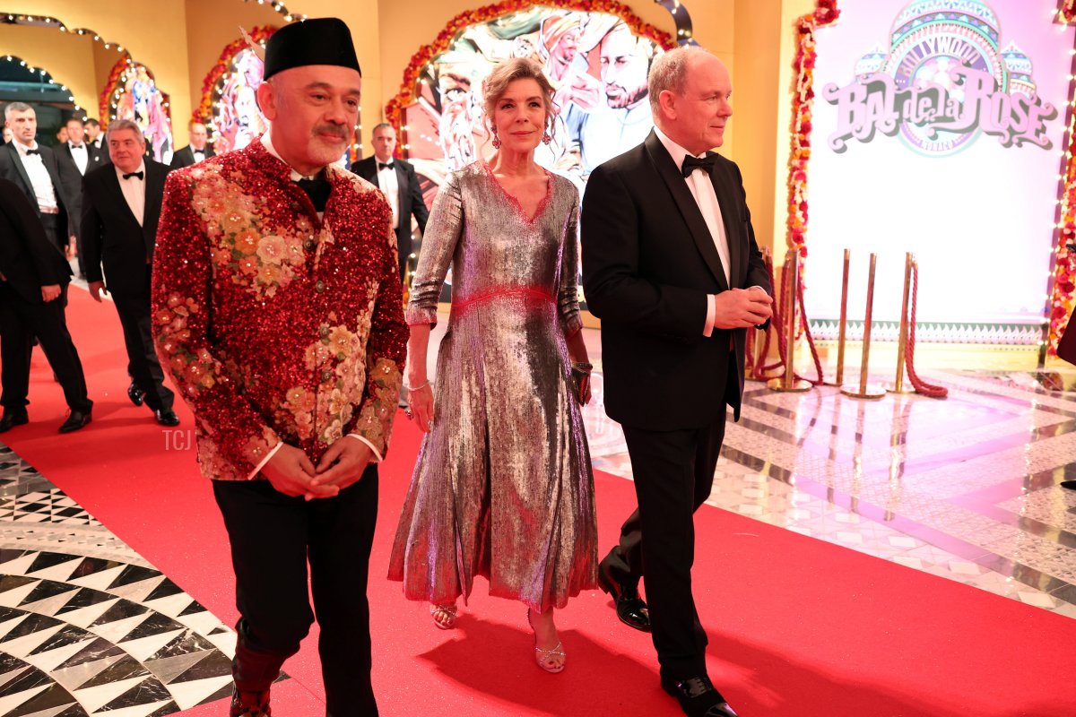 Christian Louboutin, Princess Caroline, and Prince Albert II attend the Rose Ball on March 25, 2023 in Monaco (Pascal Le Segretain/Getty Images)
