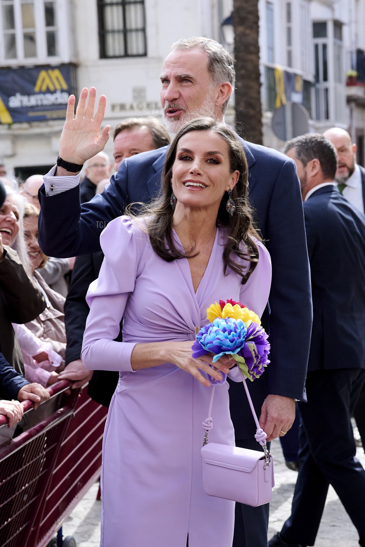 King Felipe VI of Spain and Queen Letizia of Spain attend the IX International Congress of the Spanish Language at the Falla Theater on March 27, 2023 in Cadiz, Spain (Carlos Alvarez/Getty Images)