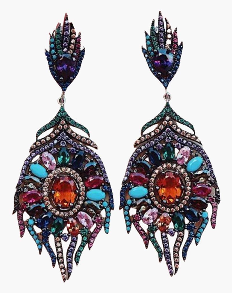Alexandra Plata Multicolor Pavé Earrings