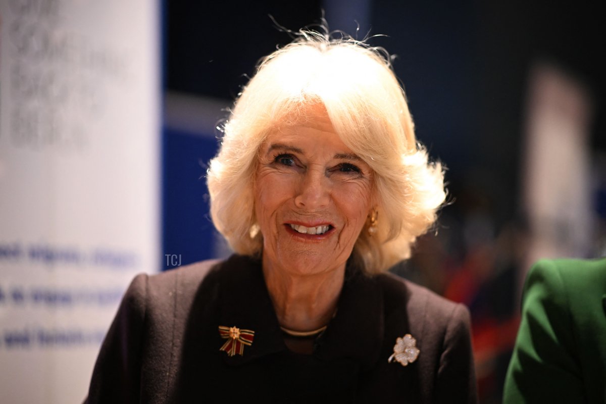 Queen Camilla visits the Refugio House community centre, a meeting place for locals and new Berlin residents, including refugees, on March 30, 2023 (BRITTA PEDERSEN/POOL/AFP via Getty Images)