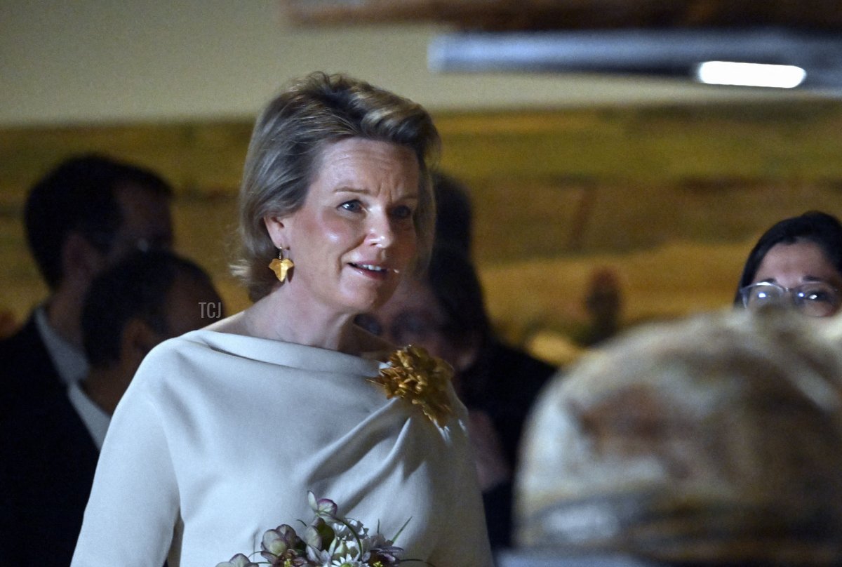Queen Mathilde of the Belgians visits a new exhibition, "Expedition Egypt," at the Museum of Art & History in Brussels on March 30, 2023 (ERIC LALMAND/BELGA MAG/AFP via Getty Images)