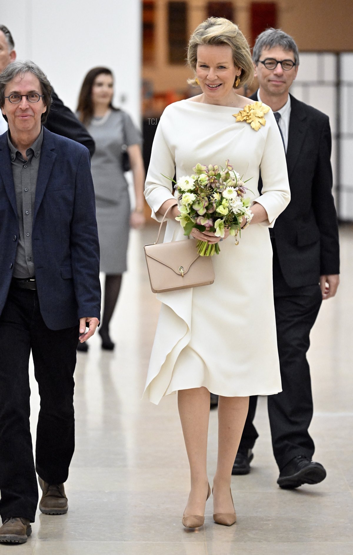 Queen Mathilde of the Belgians visits a new exhibition, "Expedition Egypt," at the Museum of Art & History in Brussels on March 30, 2023 (ERIC LALMAND/BELGA MAG/AFP via Getty Images)