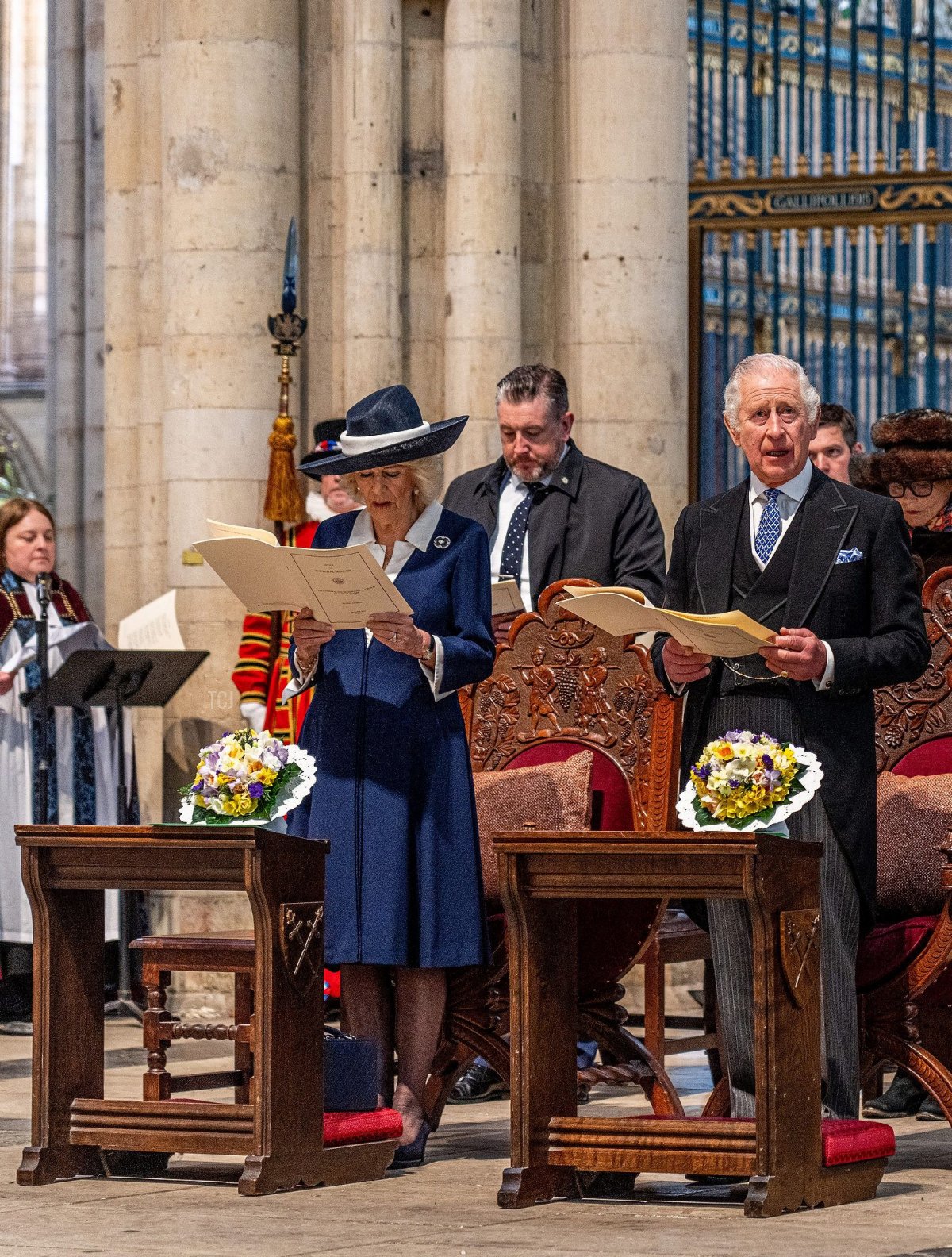 King Charles III and Queen Camilla attend the Royal Maundy service at York Minster on April 6, 2023 (CHARLOTTE GRAHAM/POOL/AFP via Getty Images)