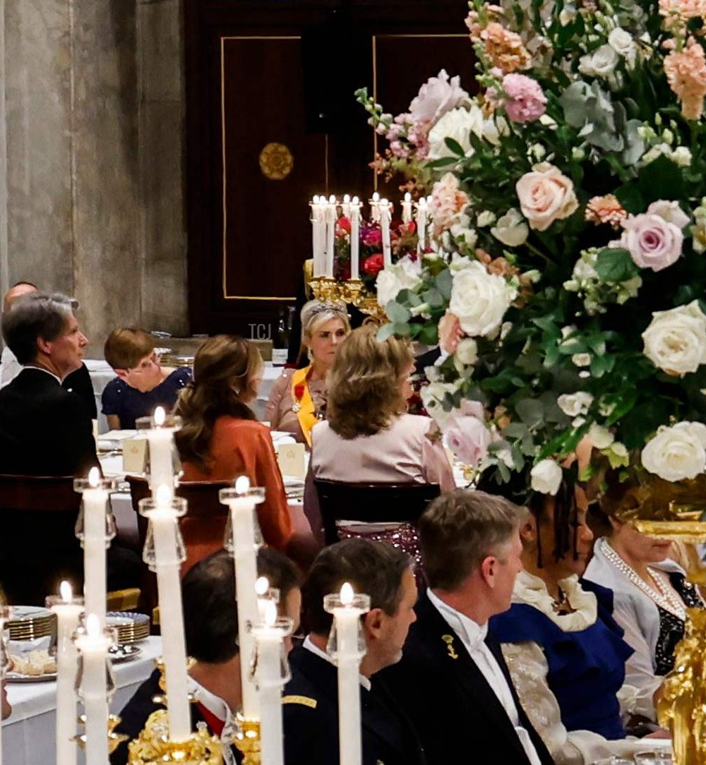 Princess Laurentien of the Netherlands attends a state dinner at the Royal Palace in Amsterdam during the French state visit to the Netherlands on April 11, 2023 (LUDOVIC MARIN/AFP via Getty Images)