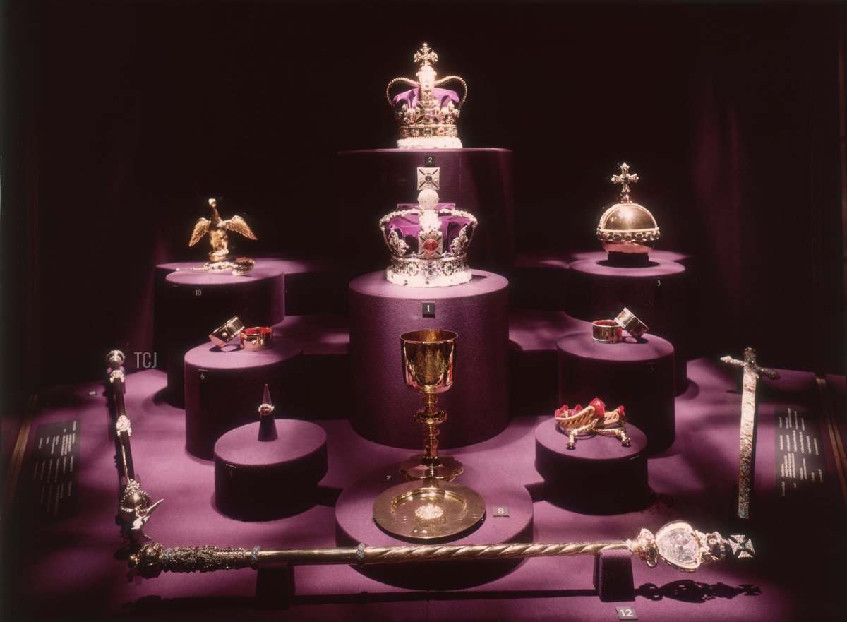 The British Crown Jewels, pictured ca. 1953 (Fox Photos/Getty Images)
