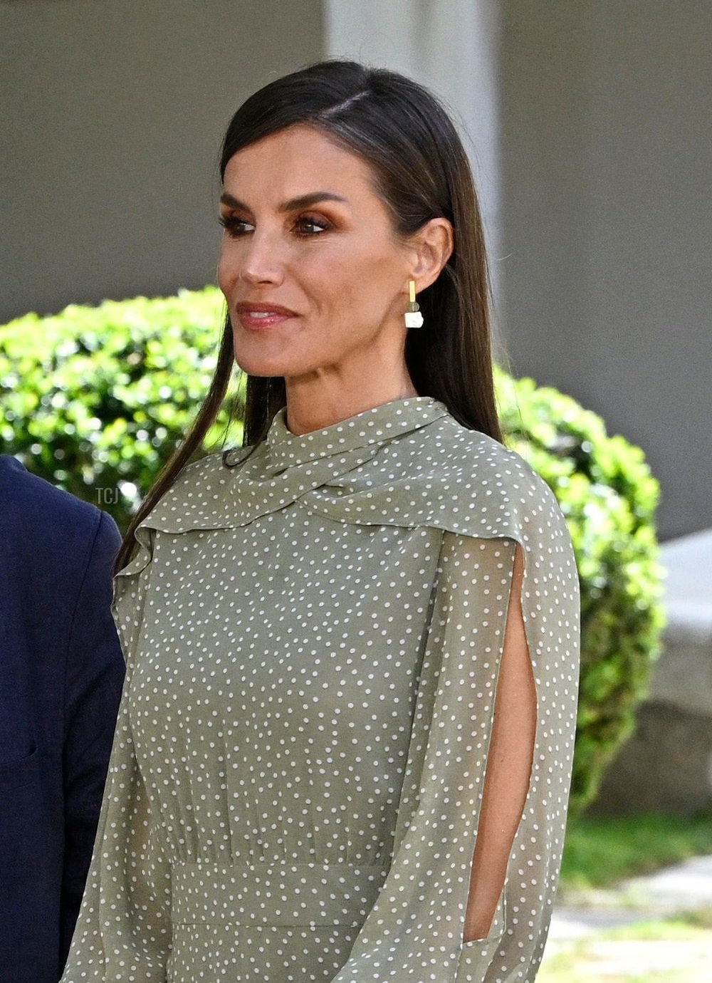Queen Letizia of Spain arrives at the University of Alcala de Henares for the presentation of the Miguel de Cervantes Prize on April 24, 2023 (JAVIER SORIANO/AFP via Getty Images)