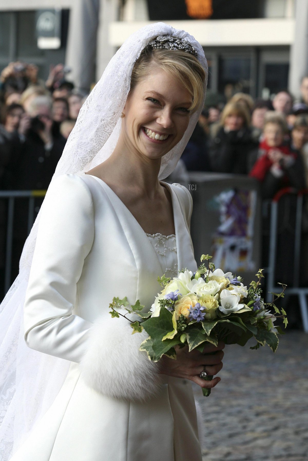 Archduchess Marie-Christine of Austria arrives for her wedding to Count Rodolphe of Limburg Stirum in Mechelen, December 6, 2008 (JORGE DIRKX/AFP via Getty Images)