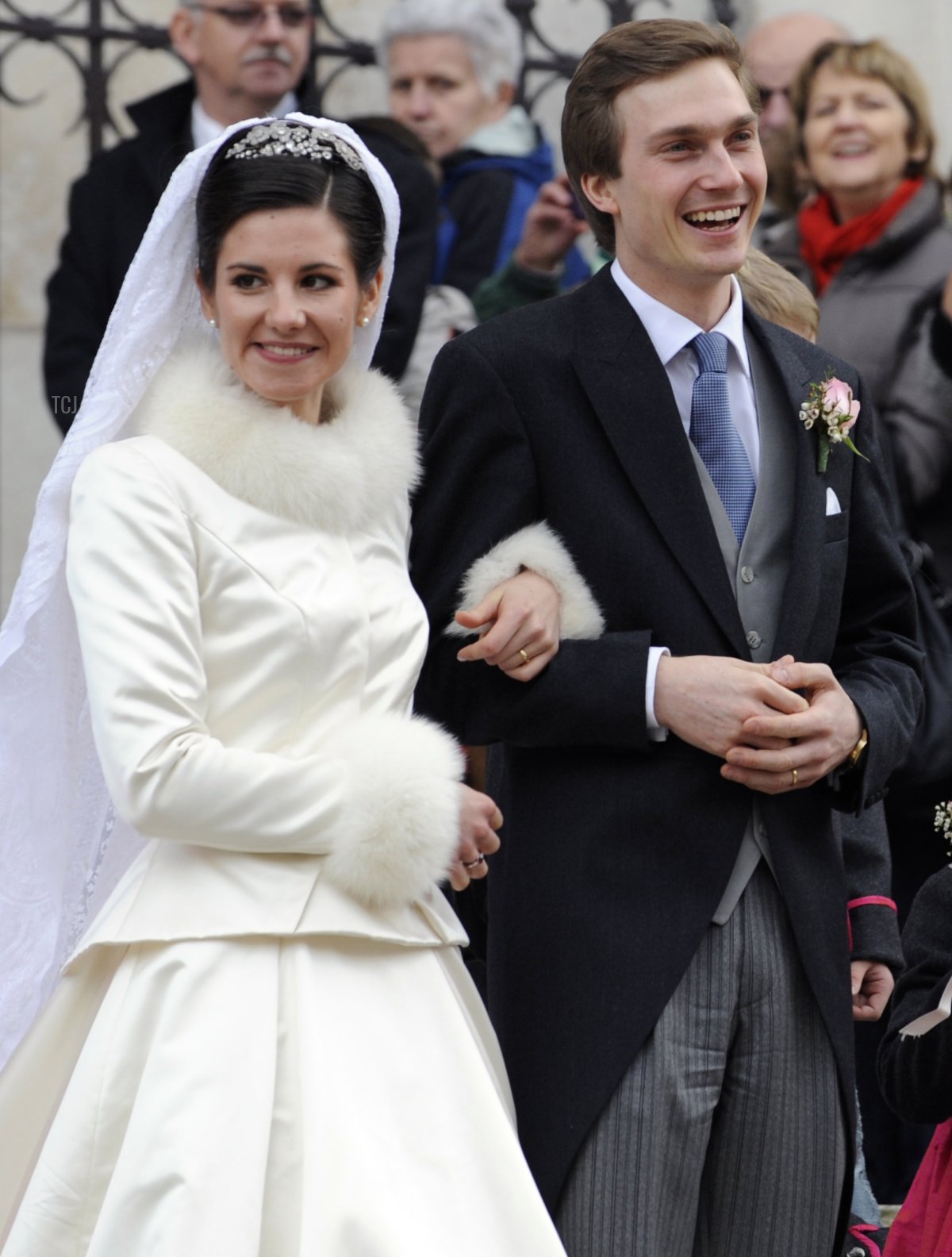 Archduke Christoph of Austria and Adelaide Drape-Frisch on their wedding day in Nancy, December 29, 2012 ( JEAN-CHRISTOPHE VERHAEGEN/AFP via Getty Images)