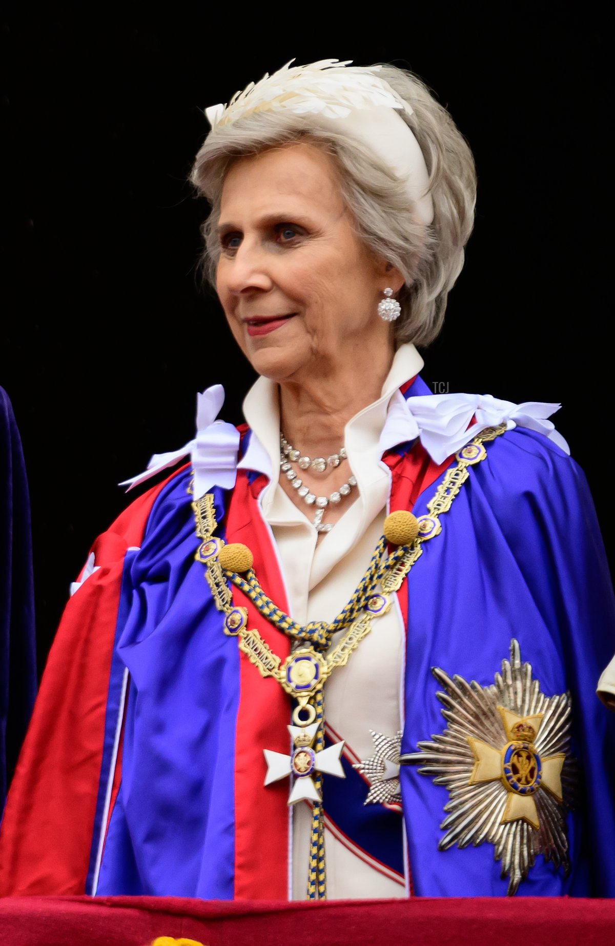 The Duchess of Gloucester is pictured on the balcony of Buckingham Palace after the coronation of King Charles III and Queen Camilla on May 6, 2023 in London, England (Leon Neal/Getty Images)