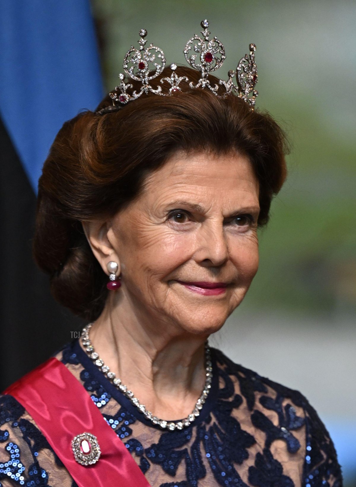 Queen Silvia of Sweden attends a state dinner hosted by the President of Estonia in Tallinn, May 2, 2023 (Pontus Lundahl/TT News Agency/Alamy)