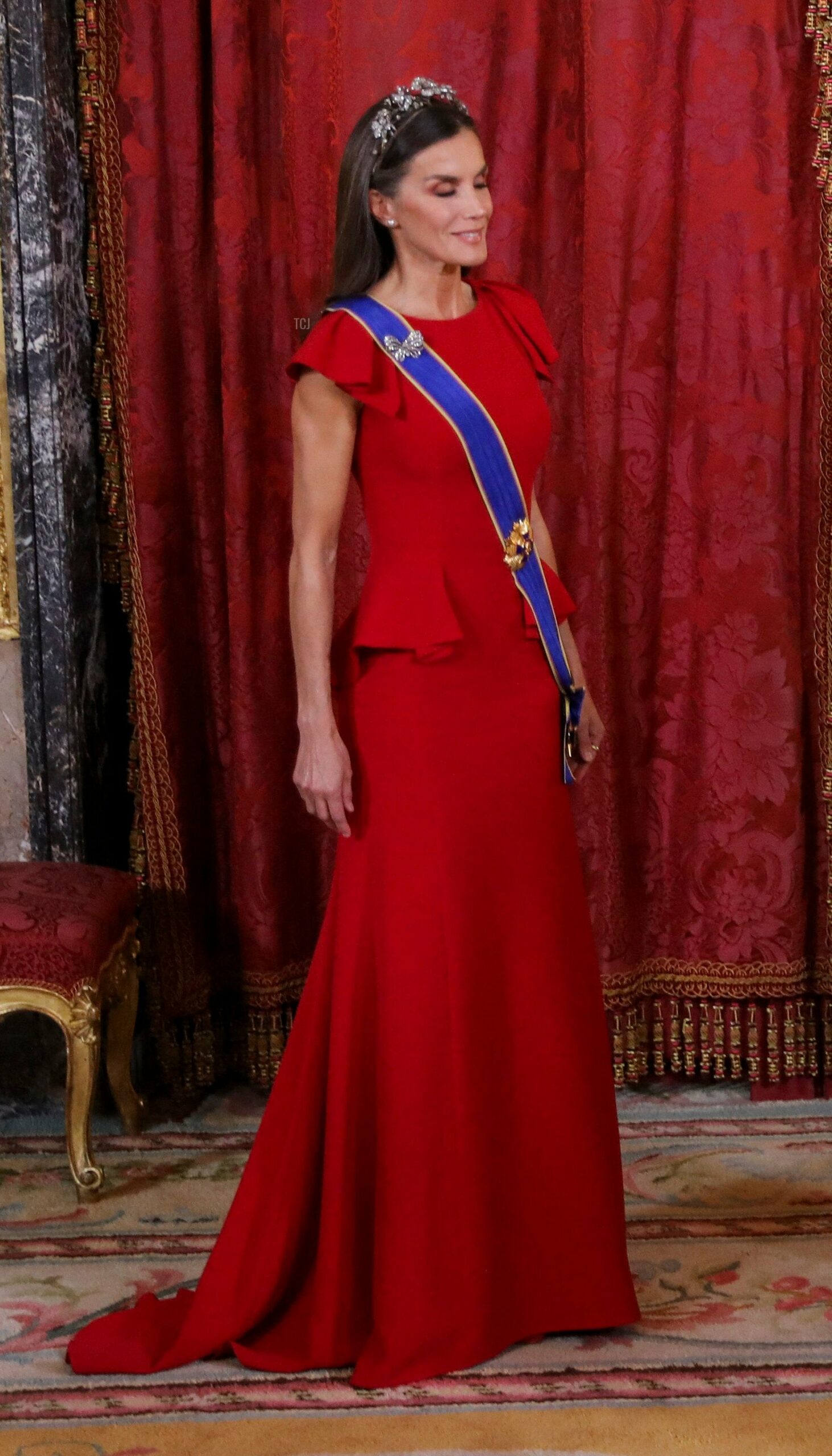 The Queen of Spain attends a gala dinner for the President and First Lady of Colombia at the Royal Palace in Madrid, May 3, 2023 (VIOLETA SANTOS MOURA/POOL/AFP via Getty Images)