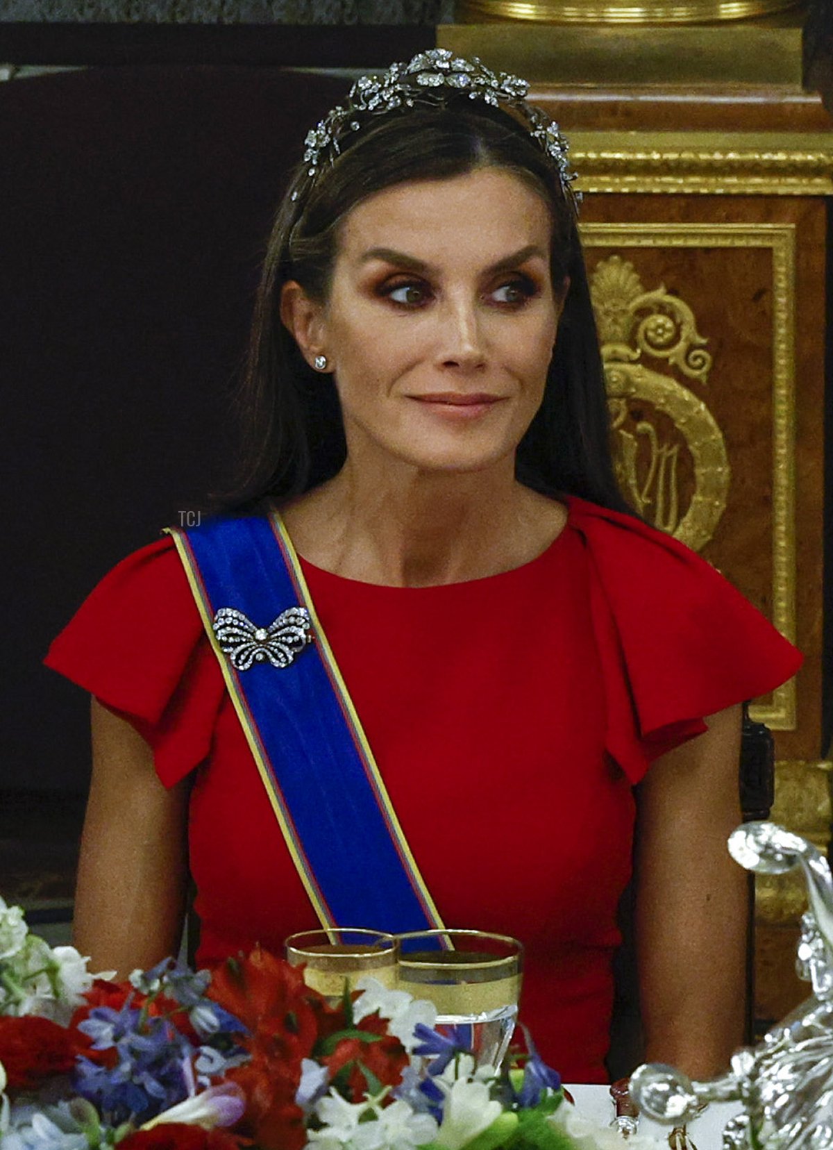 The Queen of Spain attends a gala dinner for the President and First Lady of Colombia at the Royal Palace in Madrid, May 3, 2023 (CHEMA MOYA/POOL/AFP via Getty Images)