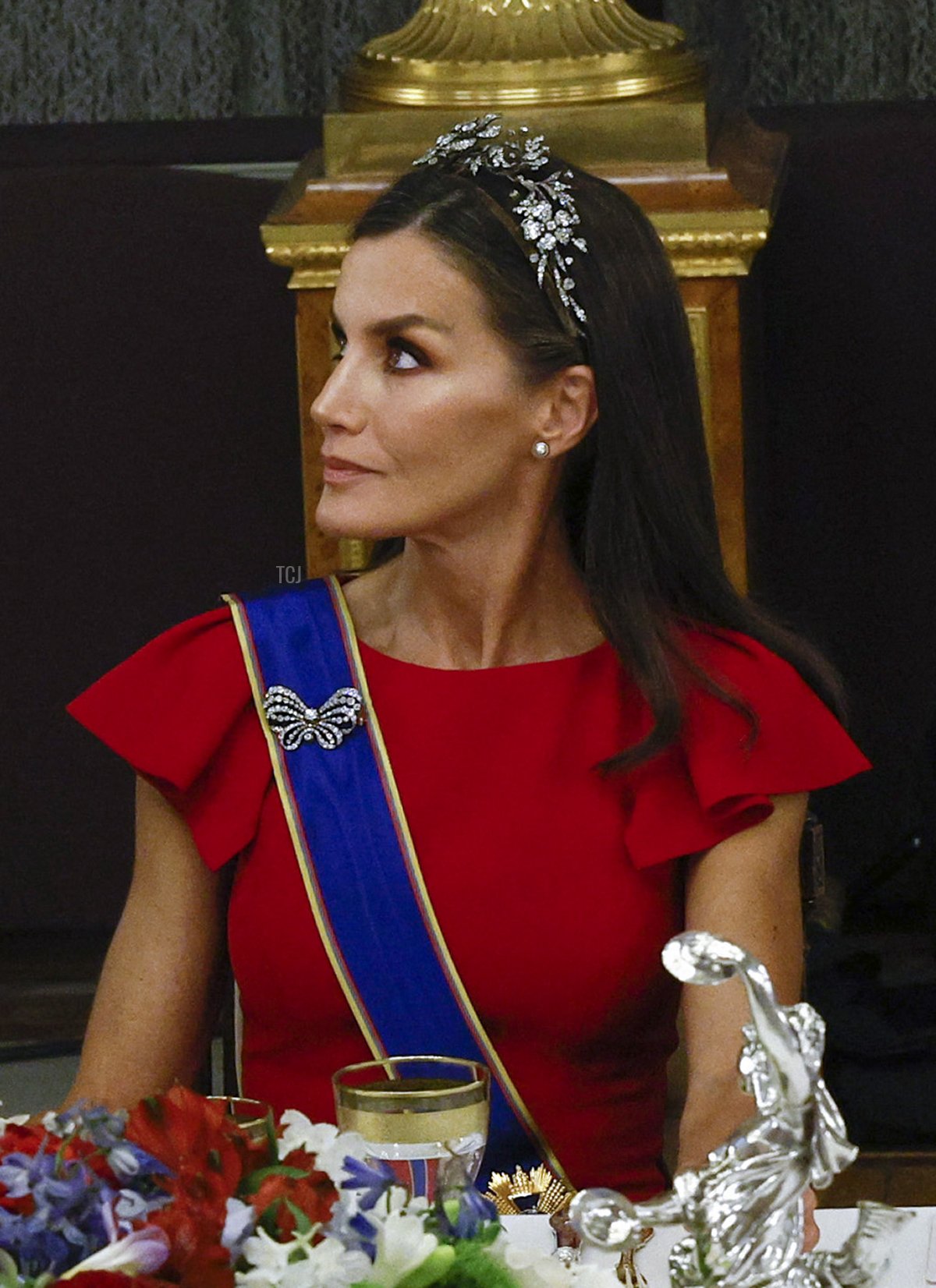 The Queen of Spain attends a gala dinner for the President and First Lady of Colombia at the Royal Palace in Madrid, May 3, 2023 (CHEMA MOYA/POOL/AFP via Getty Images)