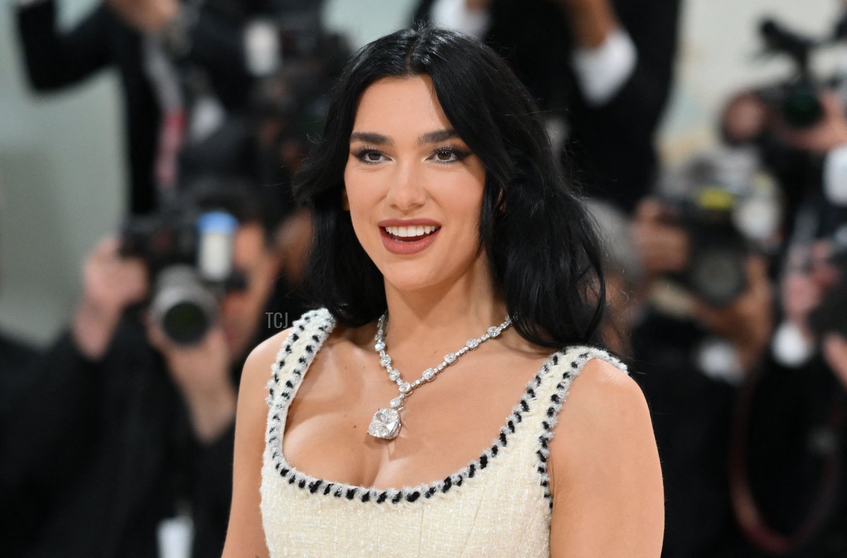 English singer-songwriter Dua Lipa attends the Met Gala, the annual fundraiser for the Metropolitan Museum of Art's Costume Institute, at the Metropolitan Museum of Art in New York on May 1, 2023 (ANGELA WEISS/AFP via Getty Images)
