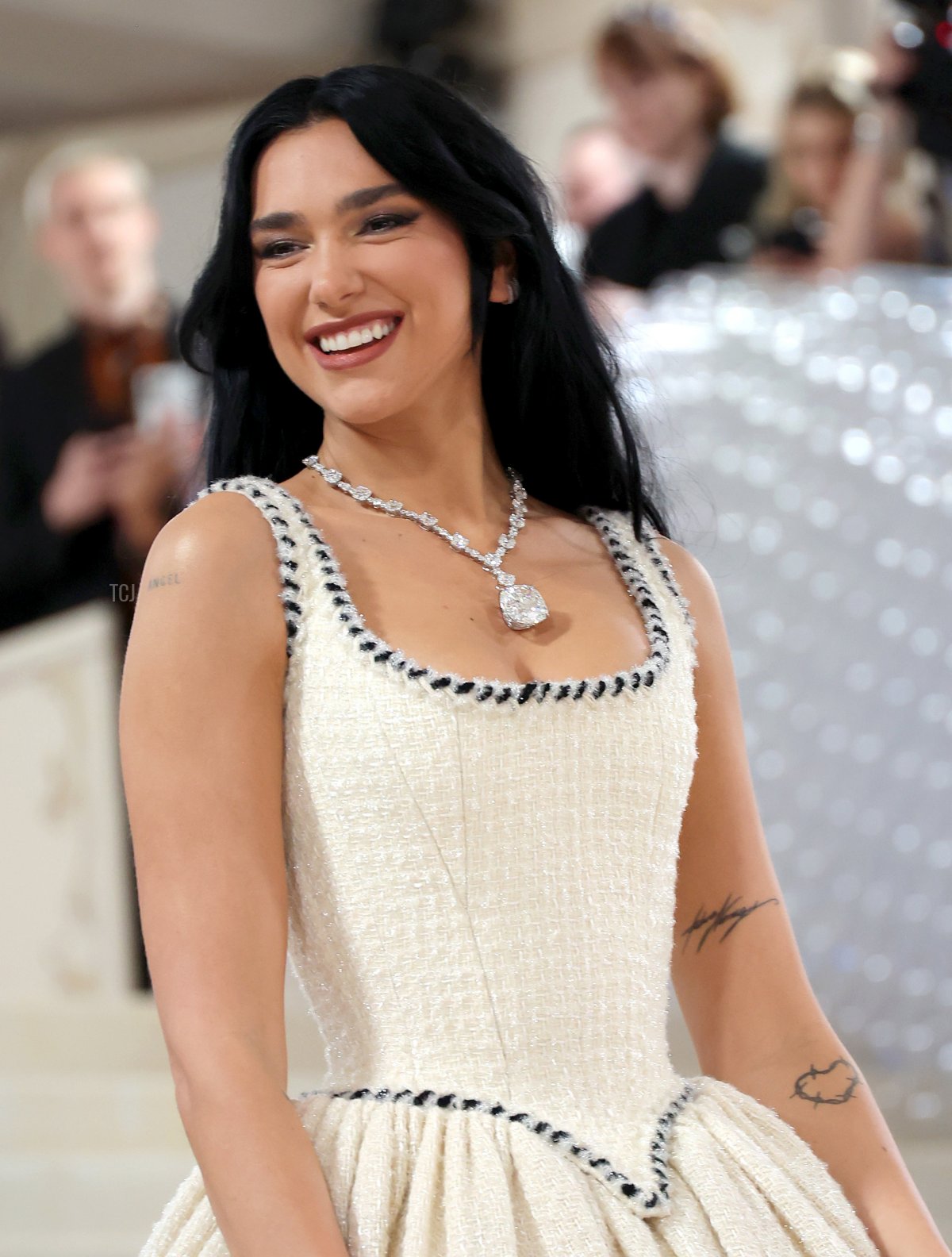 English singer-songwriter Dua Lipa attends the Met Gala, the annual fundraiser for the Metropolitan Museum of Art's Costume Institute, at the Metropolitan Museum of Art in New York on May 1, 2023 (Mike Coppola/Getty Images)