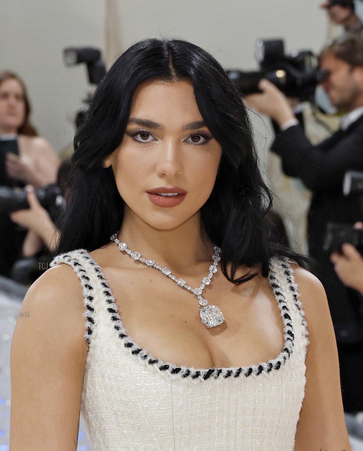 English singer-songwriter Dua Lipa attends the Met Gala, the annual fundraiser for the Metropolitan Museum of Art's Costume Institute, at the Metropolitan Museum of Art in New York on May 1, 2023 (Mike Coppola/Getty Images)